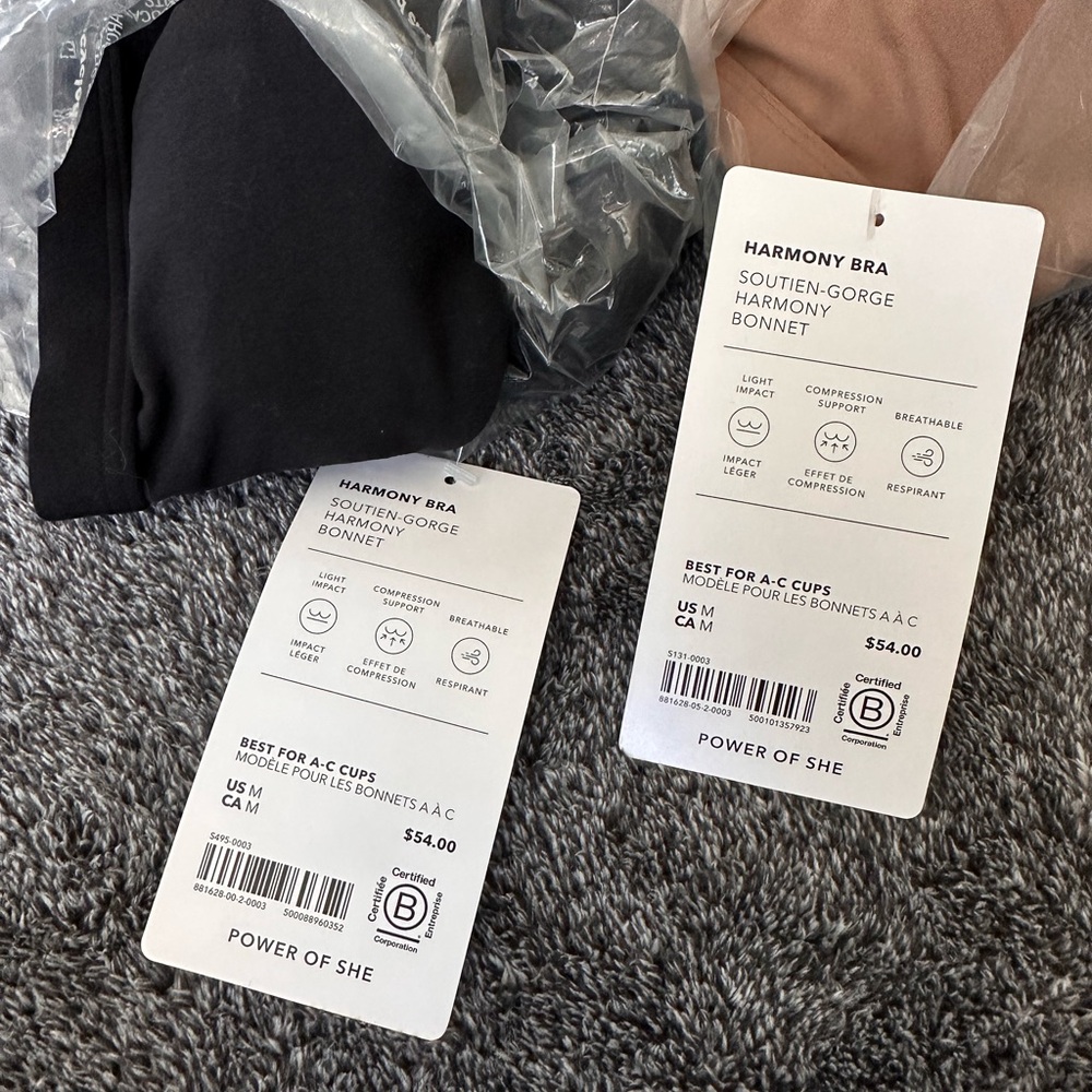 Athleta Harmony Bras - set of 4 New in bags size Medium